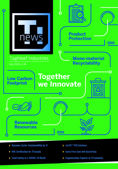 Ti-News cover with the theme of sustainability and reducing carbon footprint.