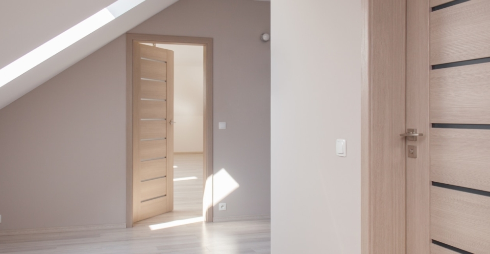 Wooden doors in a room