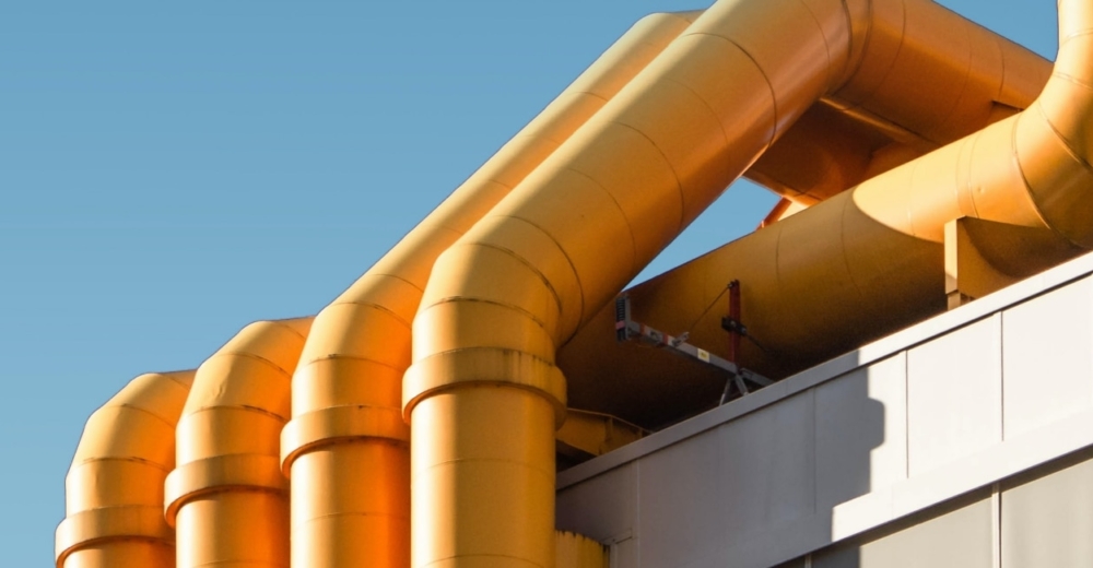 Piping on an industrial roof