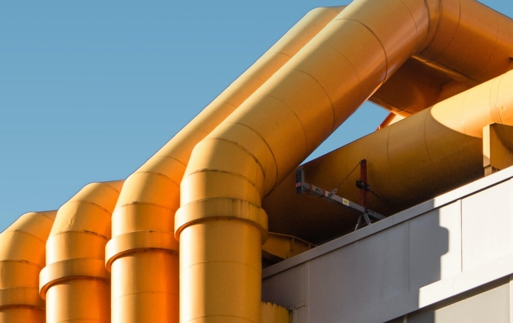 Piping on an industrial roof