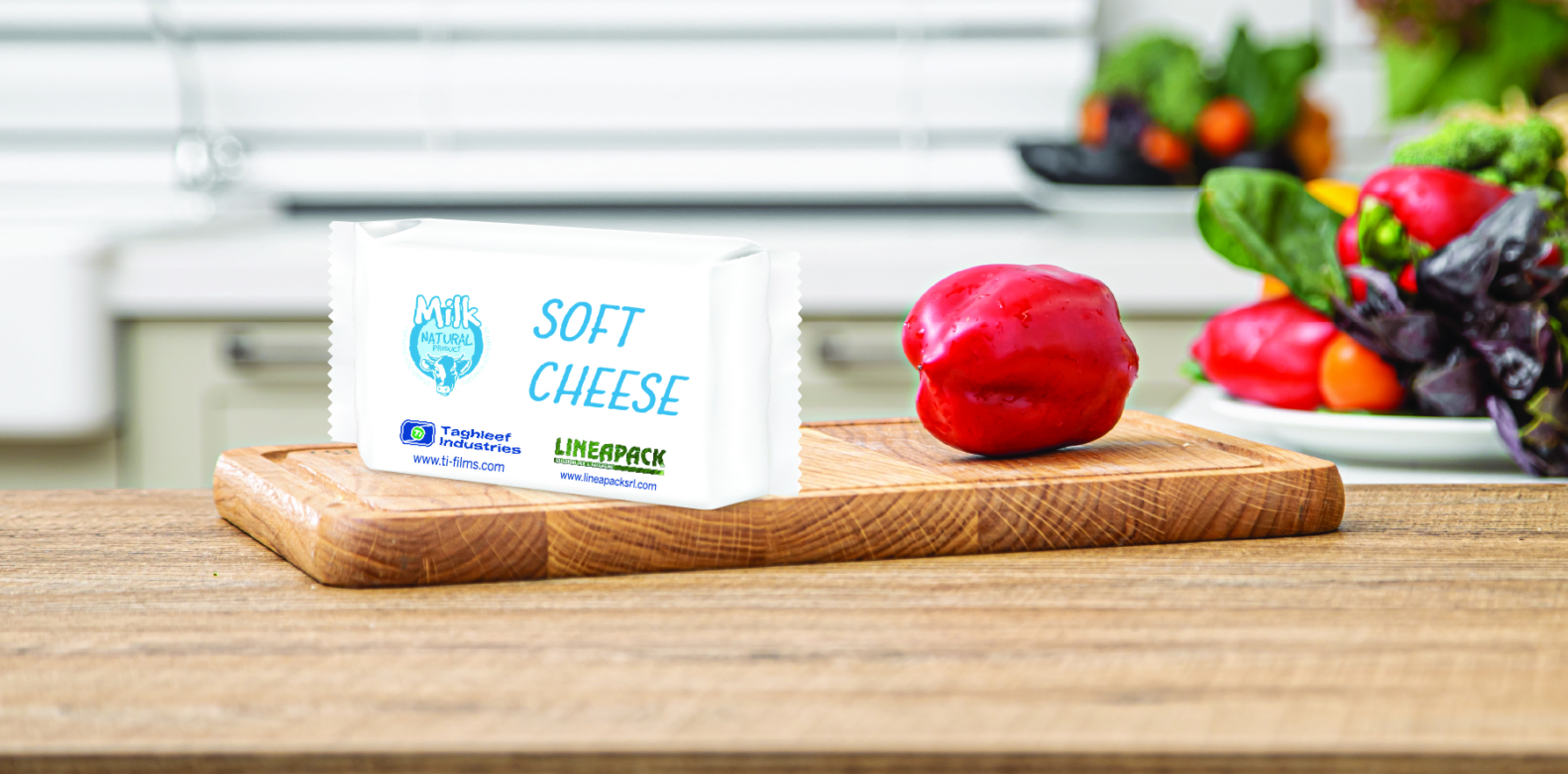 Innovative packaging with recycled content for soft cheese