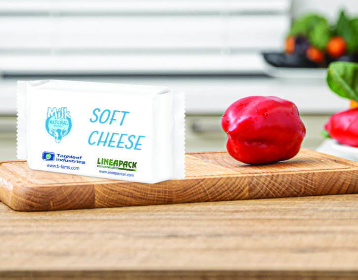 Innovative packaging with recycled content for soft cheese