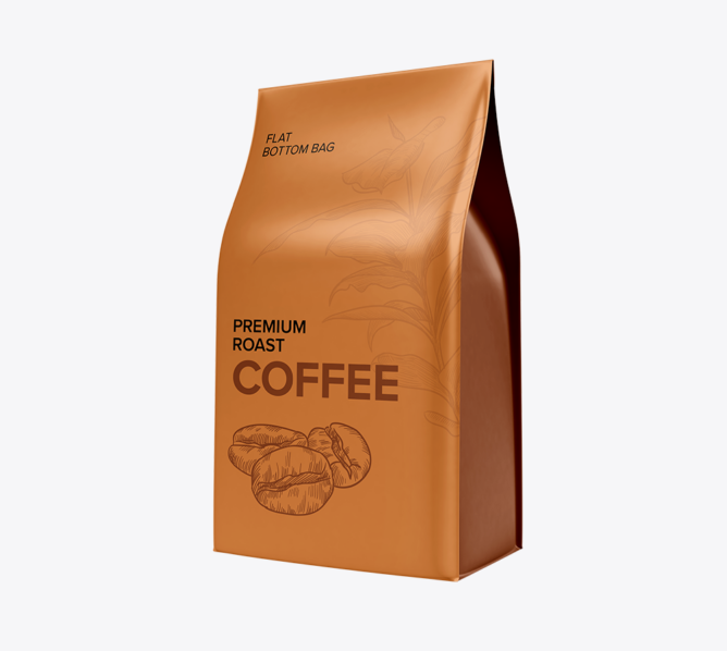 Stand up pouch of premium roast coffee.