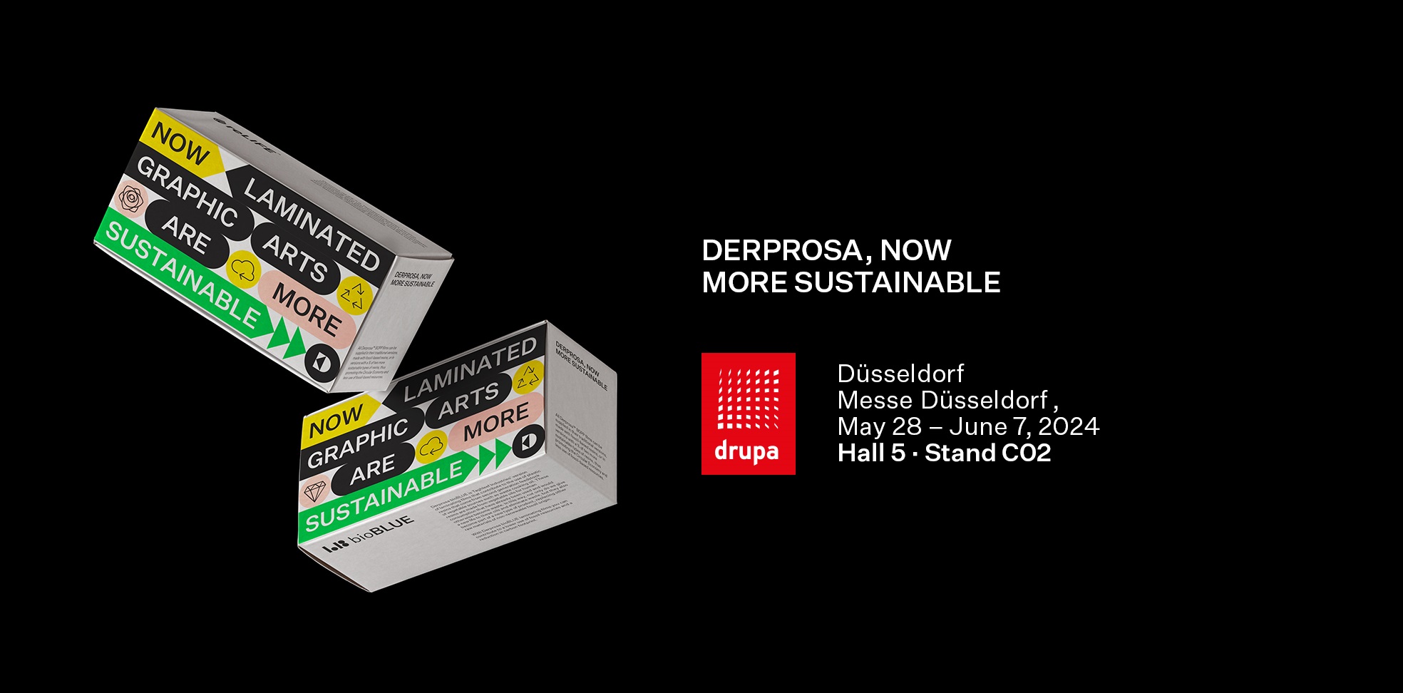 Derprosa graphic arts films showcased as Drupa 2024 at the Messe Dusseldorf.